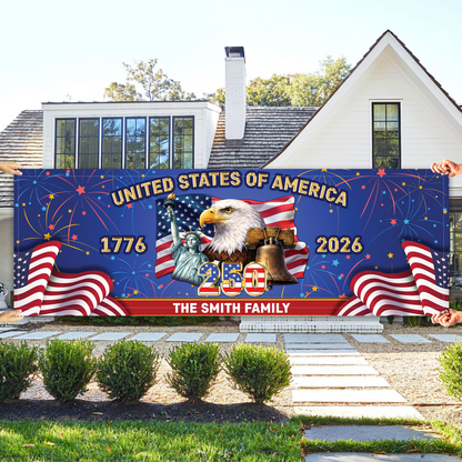 Personalized America 250 Years Anniversary Banner Flag | Patriotic 1776–2026 Banner 684526