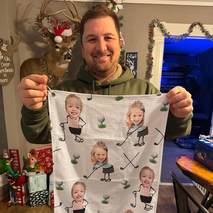 Golf Towel With Kids Photo, Personalized Golf Towel, Custom Photo Golf Towel, Father’s Day Golf Gift 685005