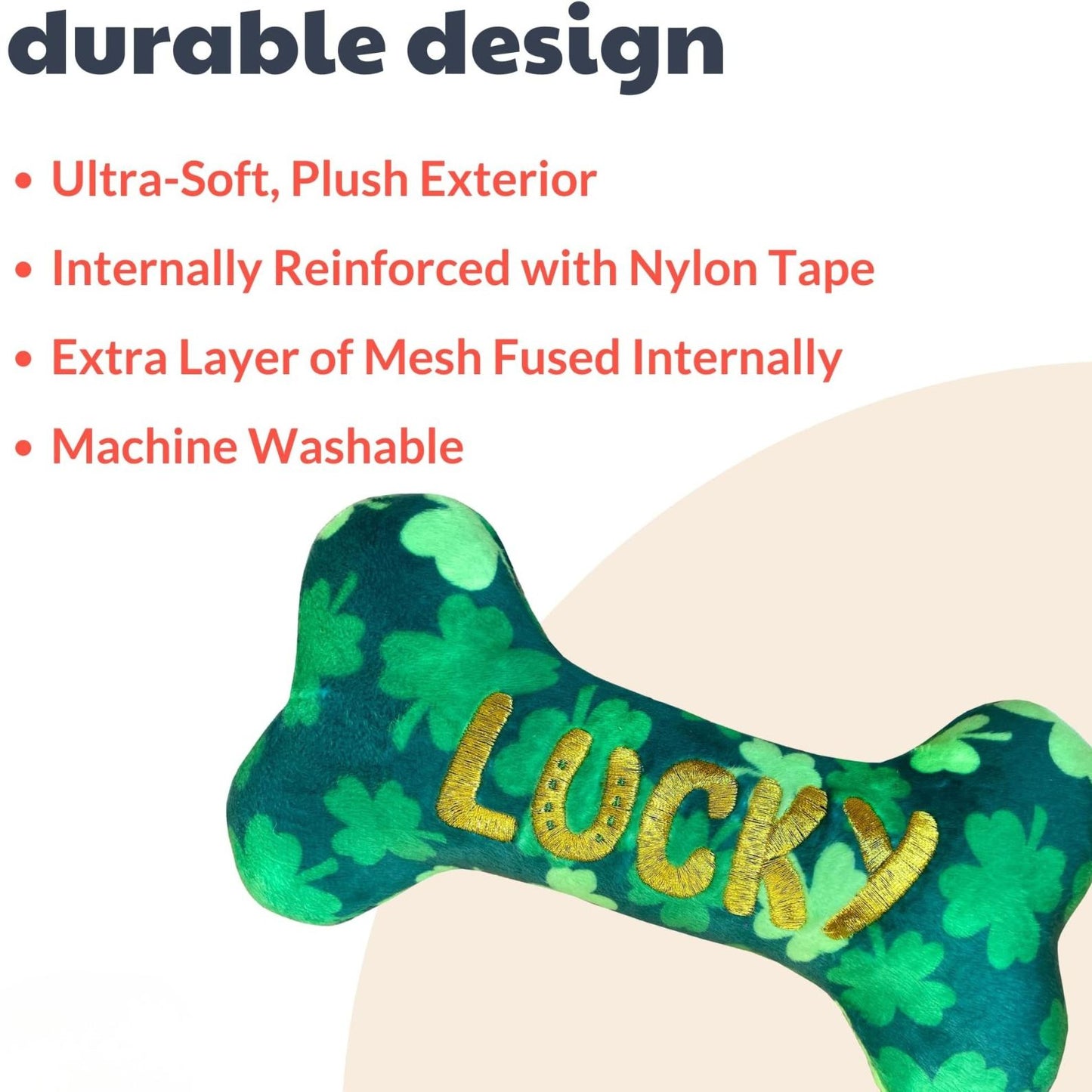 Lucky Charm Bone Dog Toy | St. Patrick's Day Dog Toy with Squeaker | Funny Dog Gift 684276