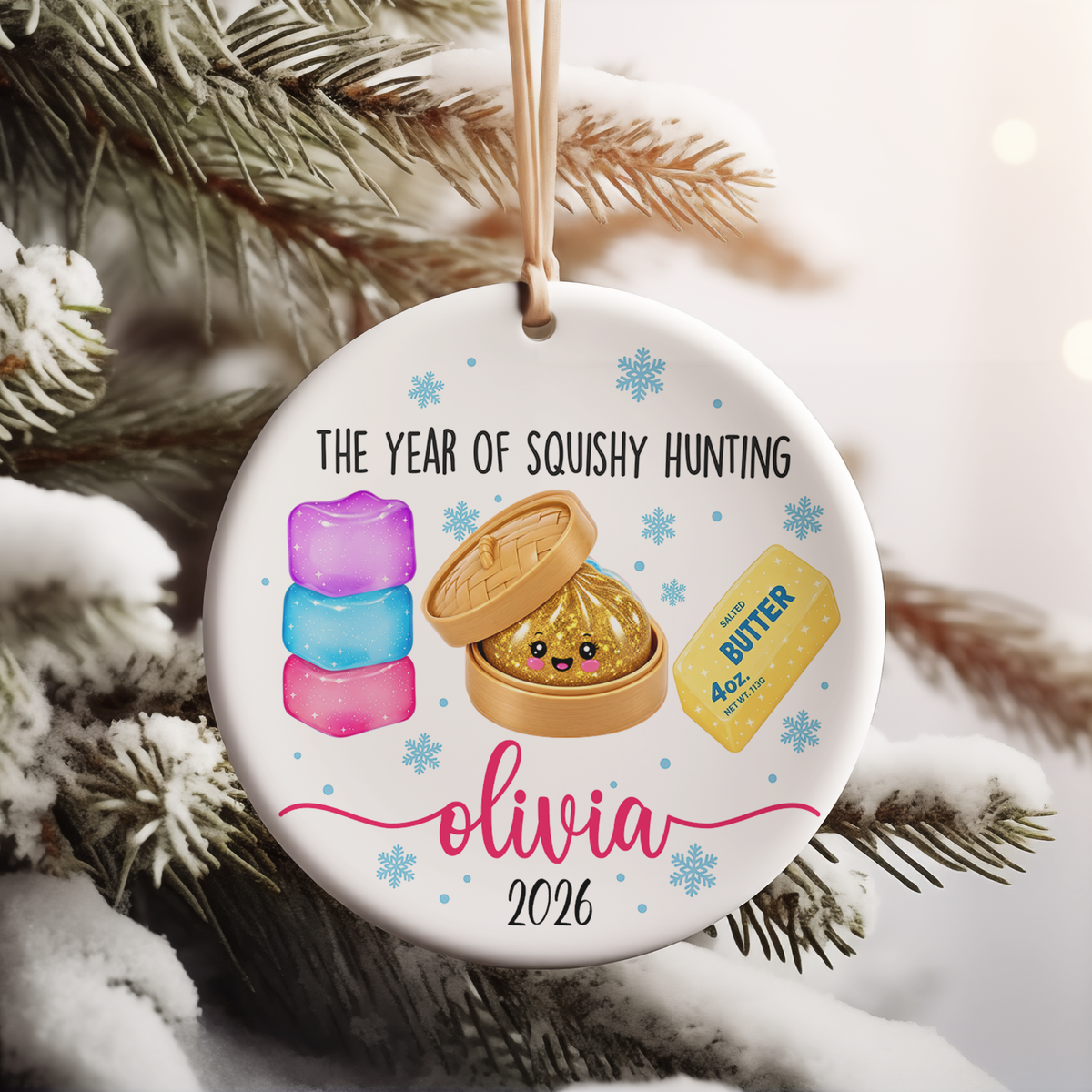 Personalized Squishy Christmas Ceramic Ornament, Custom Name Dumpling Squishy Ornament, Christmas Keepsake Gift 686337