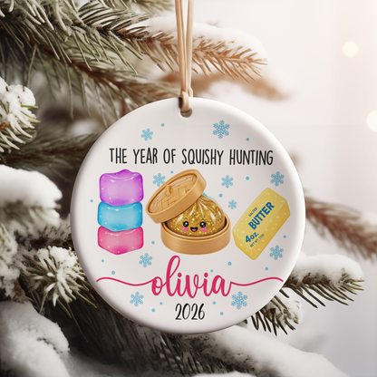 Personalized Squishy Christmas Ceramic Ornament, Custom Name Dumpling Squishy Ornament, Christmas Keepsake Gift 686337