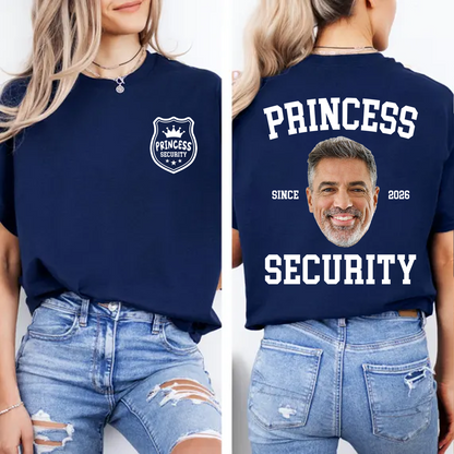Custom Photo Princess Security Pocket & Back Dark Shirt | Personalized T-Shirt Gift For Father's Day 684680