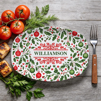 Personalized Christmas Serving Plate, Custom Name Holiday Plate Gift For Family 686639
