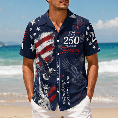 Retro USA 250 Years Of Freedom Hawaiian Shirt, Patriotic 1776-2026 Eagle AOP Hawaii Shirt, Independence Day Gift 685335 WFD