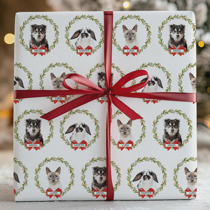 Custom Pet Photo Christmas Wrapping Paper, Personalized Holiday Wrap, Gift For Pet Lover 686502 WFD