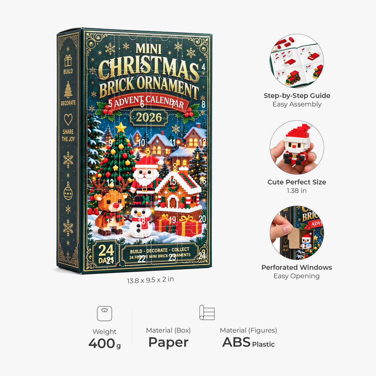 Mini Christmas LEGO Brick Advant Calendars, 24 Pieces Christmas Countdown Gift Box 686809 WFD