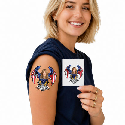 Custom Photo America 250 Temporary Tattoos | Personalized USA 250th Anniversary Tattoos | Patriotic Hat & Emoji Style Tattoos 685268