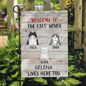 Welcome To The Cat's House Personalized Custom Cat Garden Flag