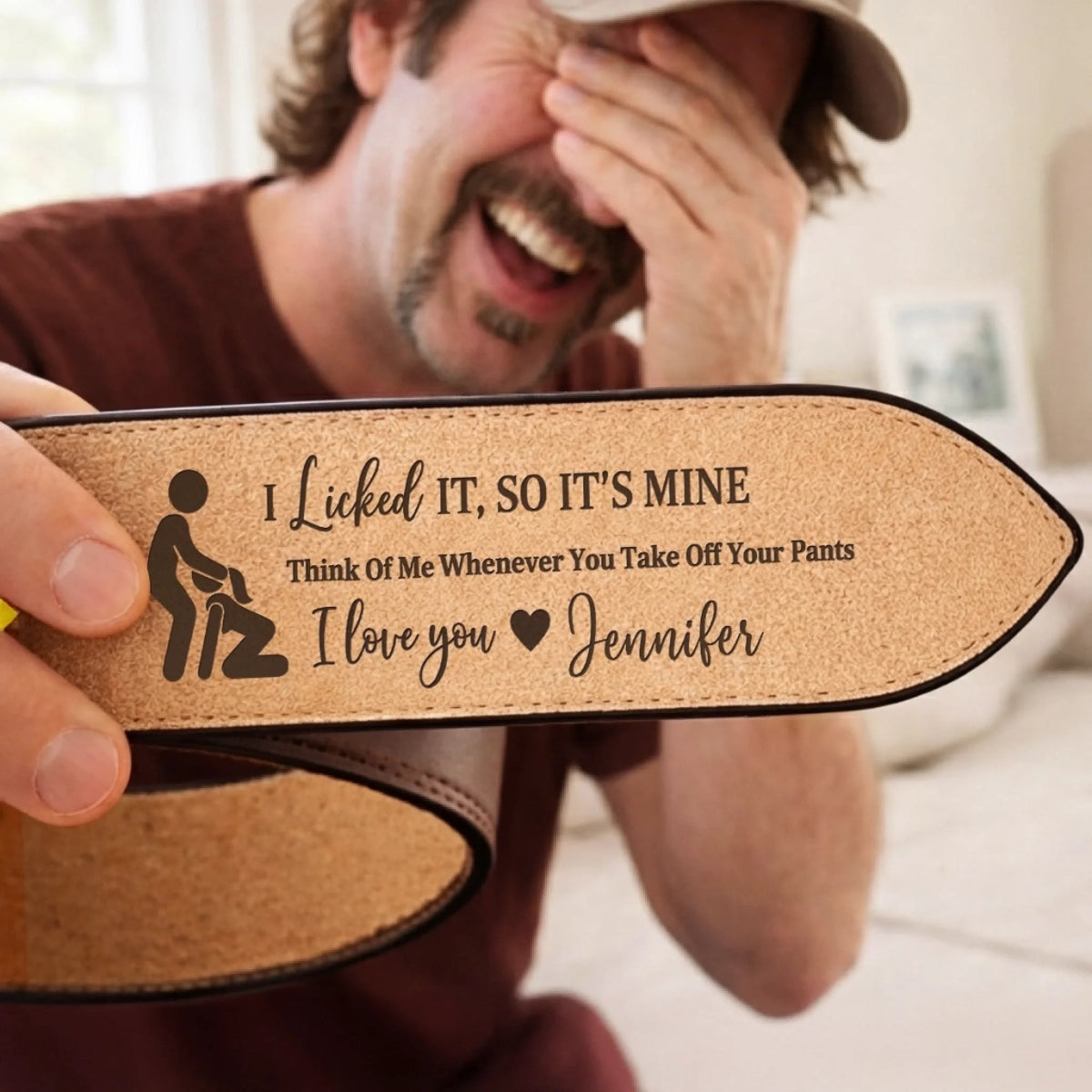 Personalized Hidden Message Leather Belt, Custom Engraved Leather Belt, Funny Gift For Couple 686497 WFD