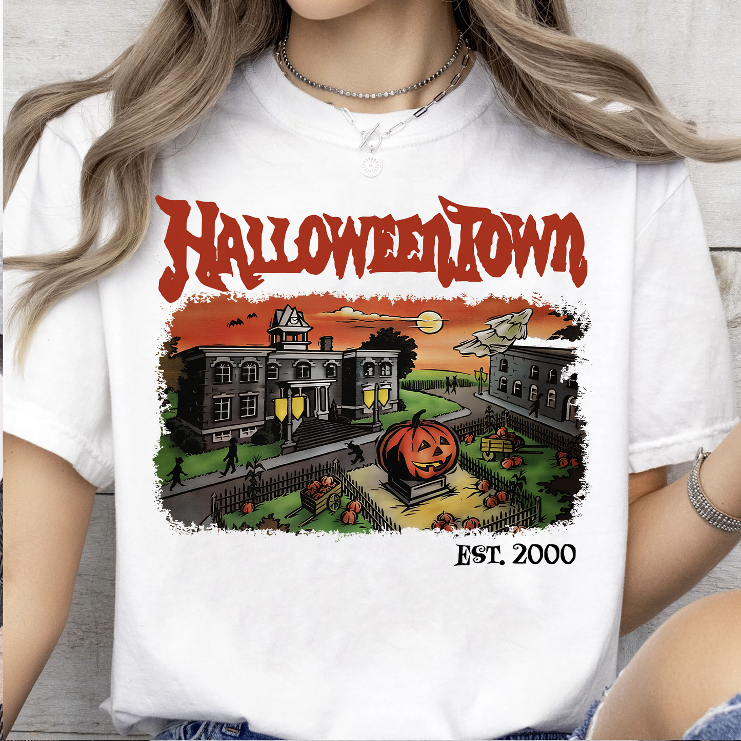 Personalized Halloween Town Retro Graphic Bright Shirt, Spooky Season Vintage Halloween Tee 685609