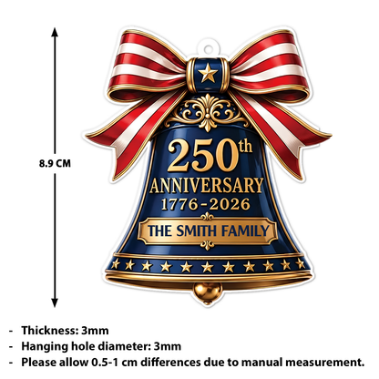 Personalized USA 250th Anniversary Acrylic Ornament, 1776-2026 Patriotic Bell Christmas Decor 685885