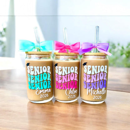 Custom Name Senior 2027 Glass Cup | Personalized Graduation Tumbler | Back To School Gift For Senior 685688 WFD