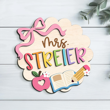 Custom Teacher Name Wooden Sign, Personalized Back To School Classroom Decor 685433 WFD