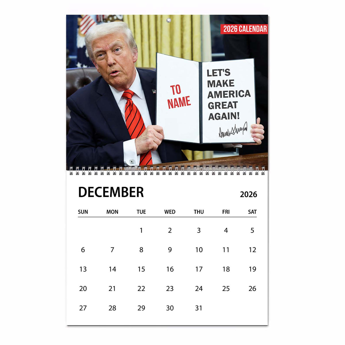President Donald Trump Autographed Calendar 2026 | Personalized Custom Name Wall Calendar 683373 - GOP