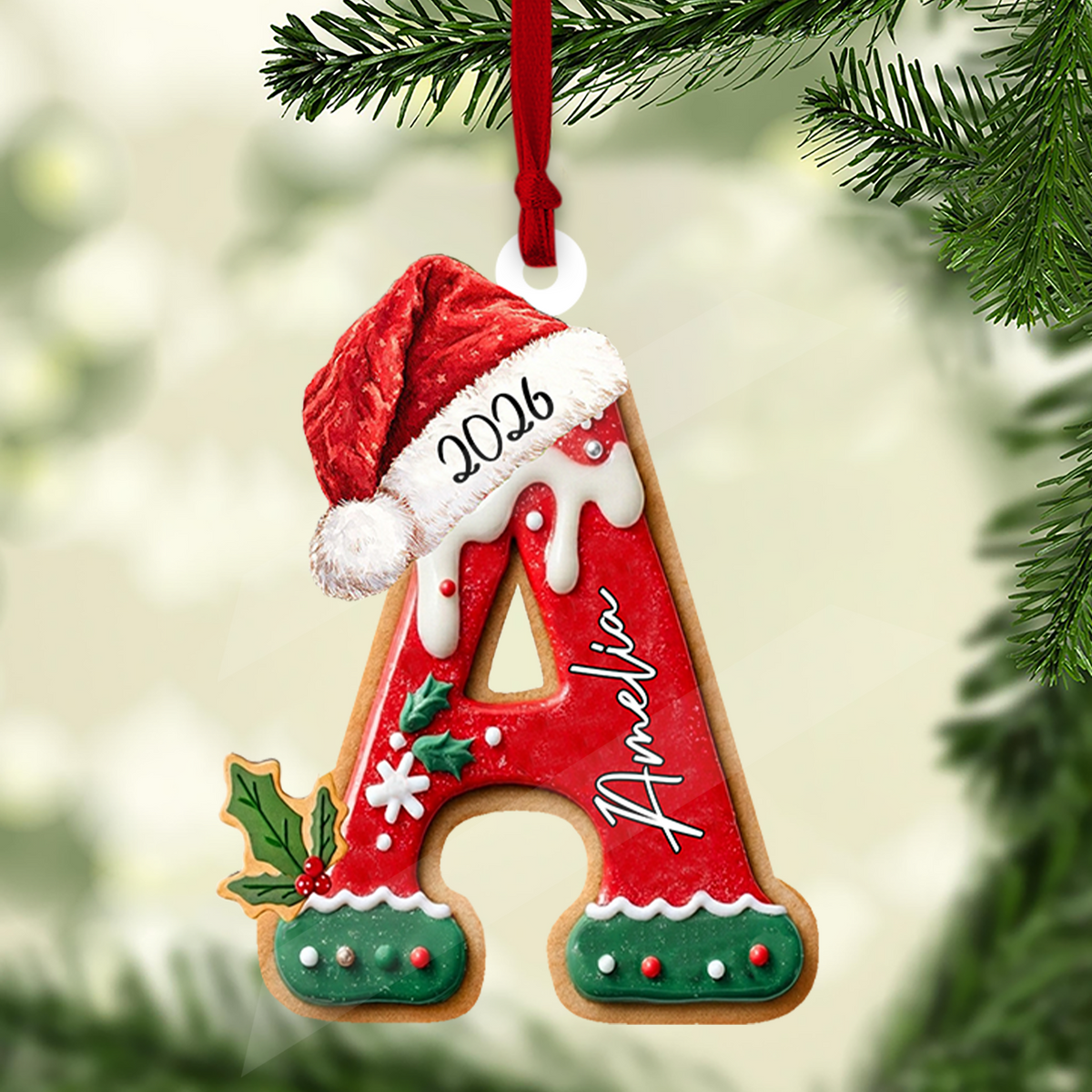 Personalized Gingerbread Letter Wooden Ornament, Christmas Tree Keepsake 685988