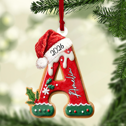 Personalized Gingerbread Letter Wooden Ornament, Christmas Tree Keepsake 685988