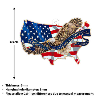 America 250th Anniversary Acrylic Ornament | Patriotic Christmas Bald Eagle & US Map Semiquincentennial Keepsake 685750