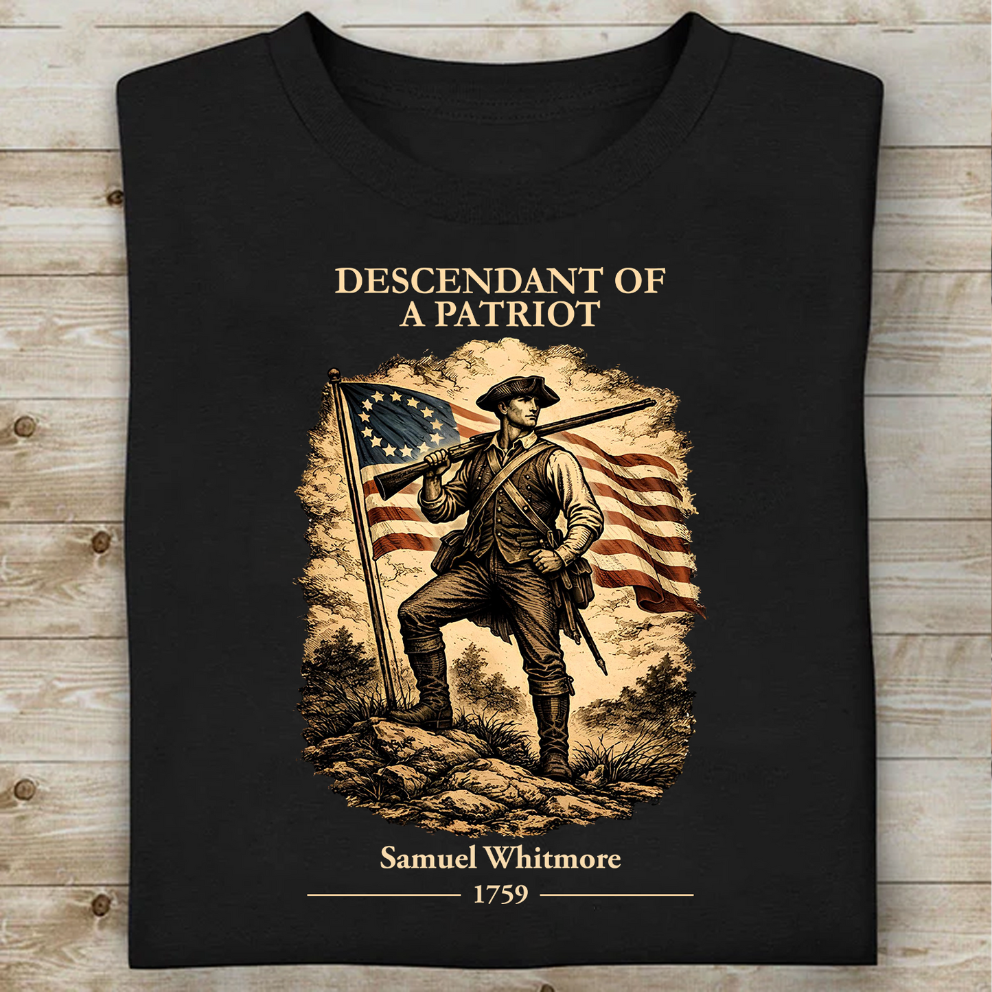 Personalized Descendant Of A Patriot Dark Shirt | 250 Years Revolutionary War Ancestor Tee, Patriotic Tee 684476