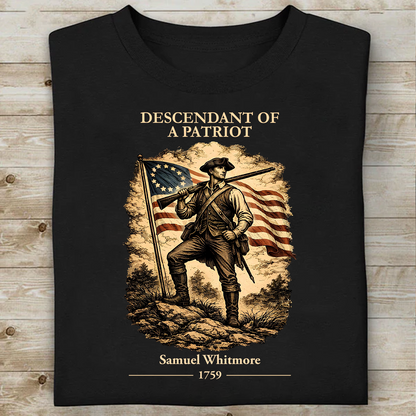 Personalized Descendant Of A Patriot Dark Shirt | 250 Years Revolutionary War Ancestor Tee, Patriotic Tee 684476