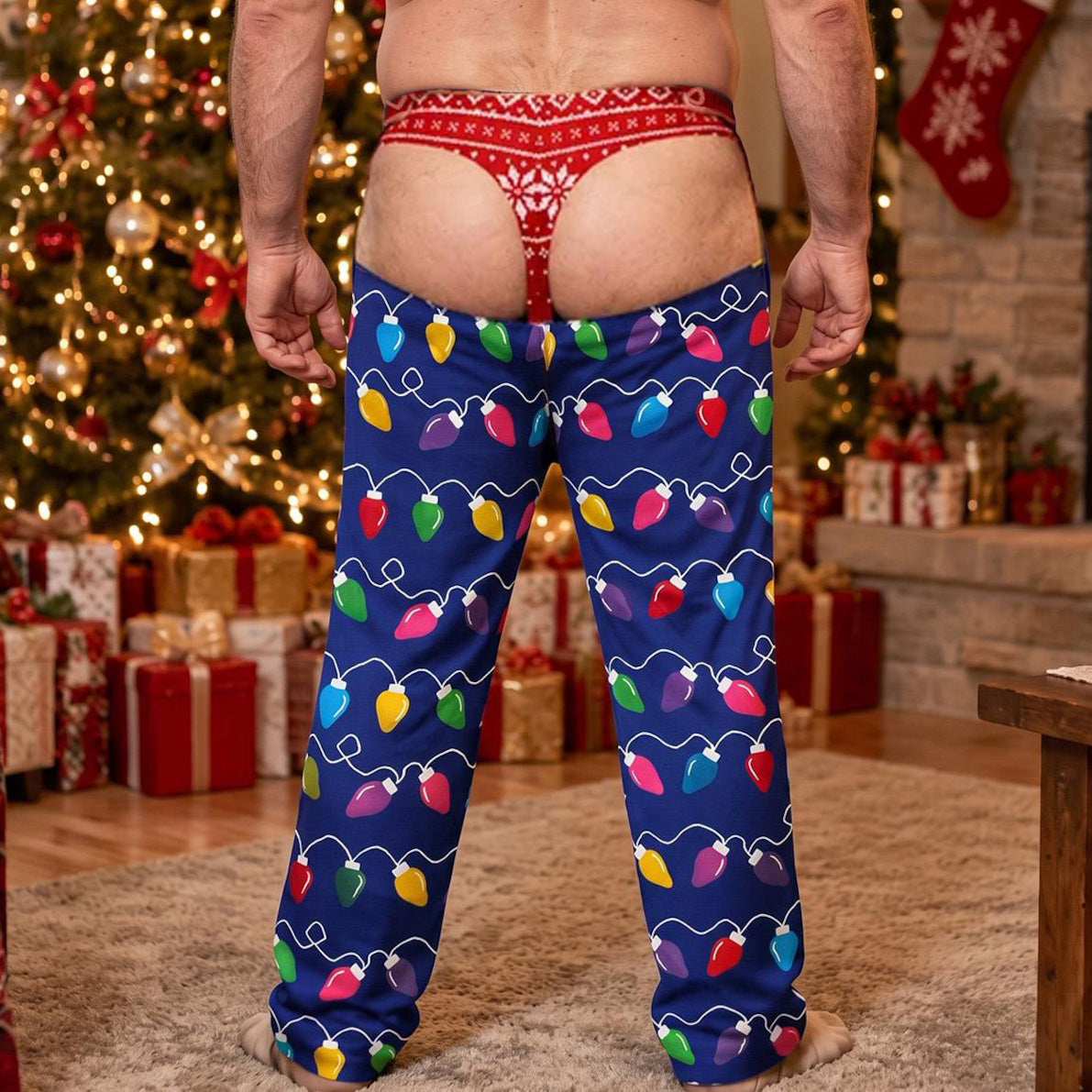 Personalized Prank Fake Butt & Underwear Pajamas Pants, Cheeky Christmas Gift 686589 WFD
