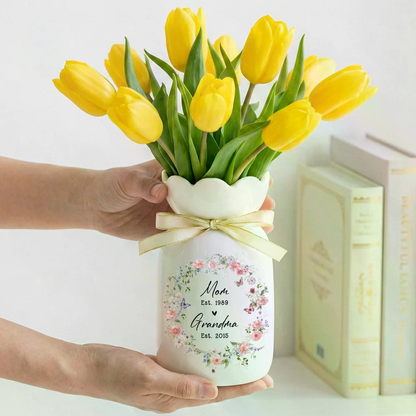 Personalized Ceramic Flower Vase | Mother's Day Flower Vase | Gift For Mom And Grandma 684786