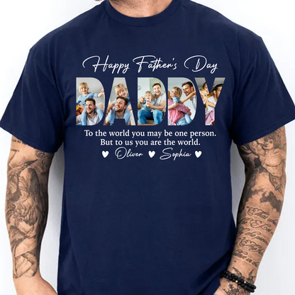 Custom Photo Happy Father's Day Dark Shirt, Personalized Family Tee, Gift For Dad 685084