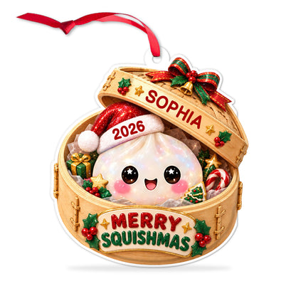 Personalized Glitter Dumpling Acrylic Ornament, Custom Name Squishy Christmas Keepsake 686650