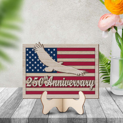 USA 250 Years Anniversary Wood Plaque | Patriotic 2 Layers Wooden Plaque 684628