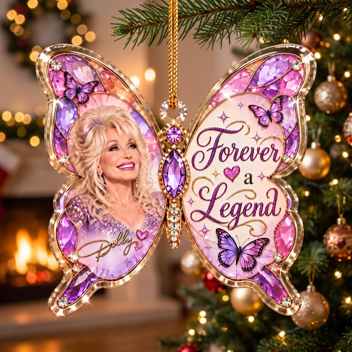 Dolly Parton Memorial Christmas Acrylic Ornament, Butterfly Christmas Keepsake Gift 686522 WFD