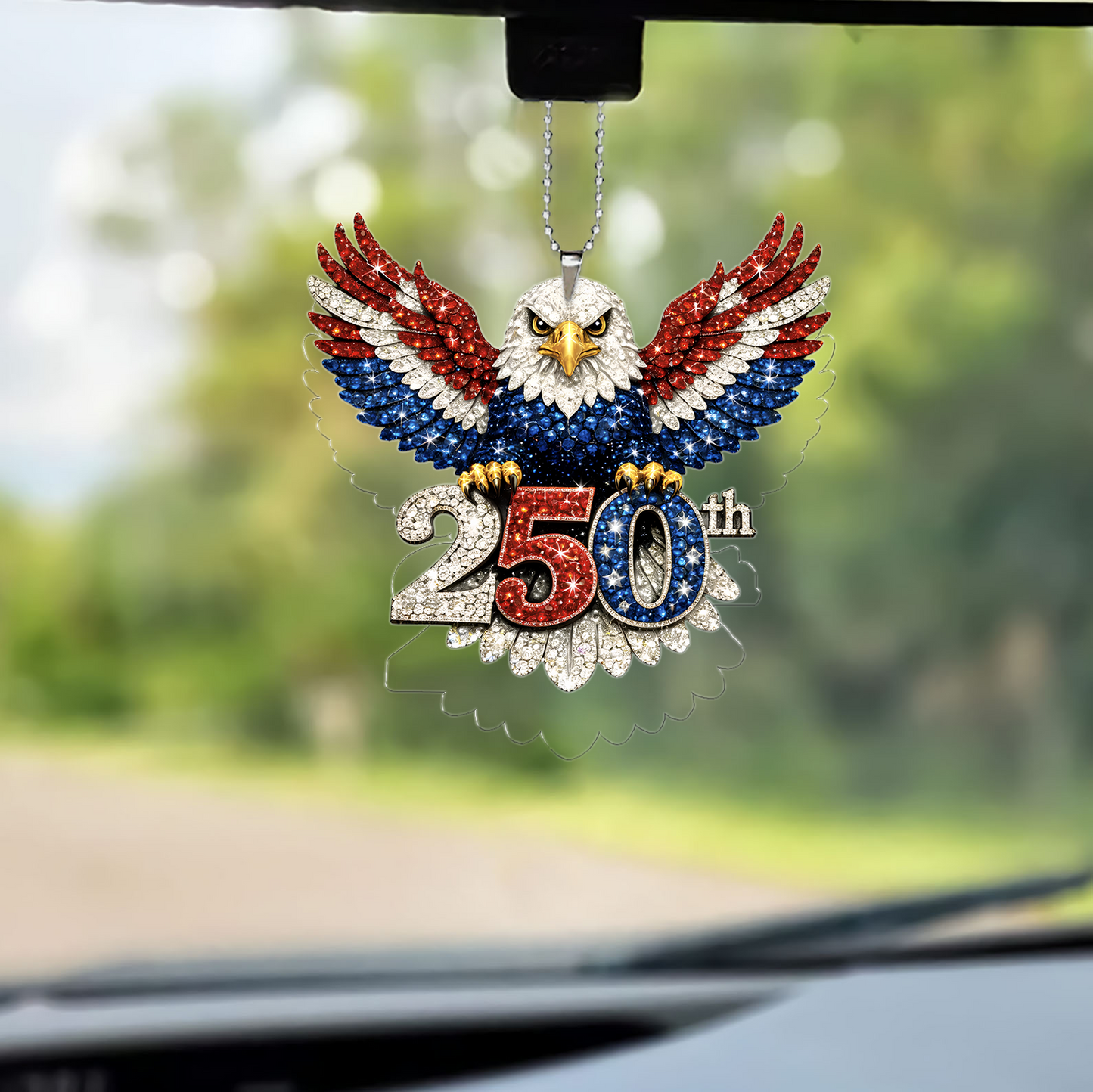 America 250 Years Anniversary Eagle Wings Car Ornament | Patriotic Car Decor 684516