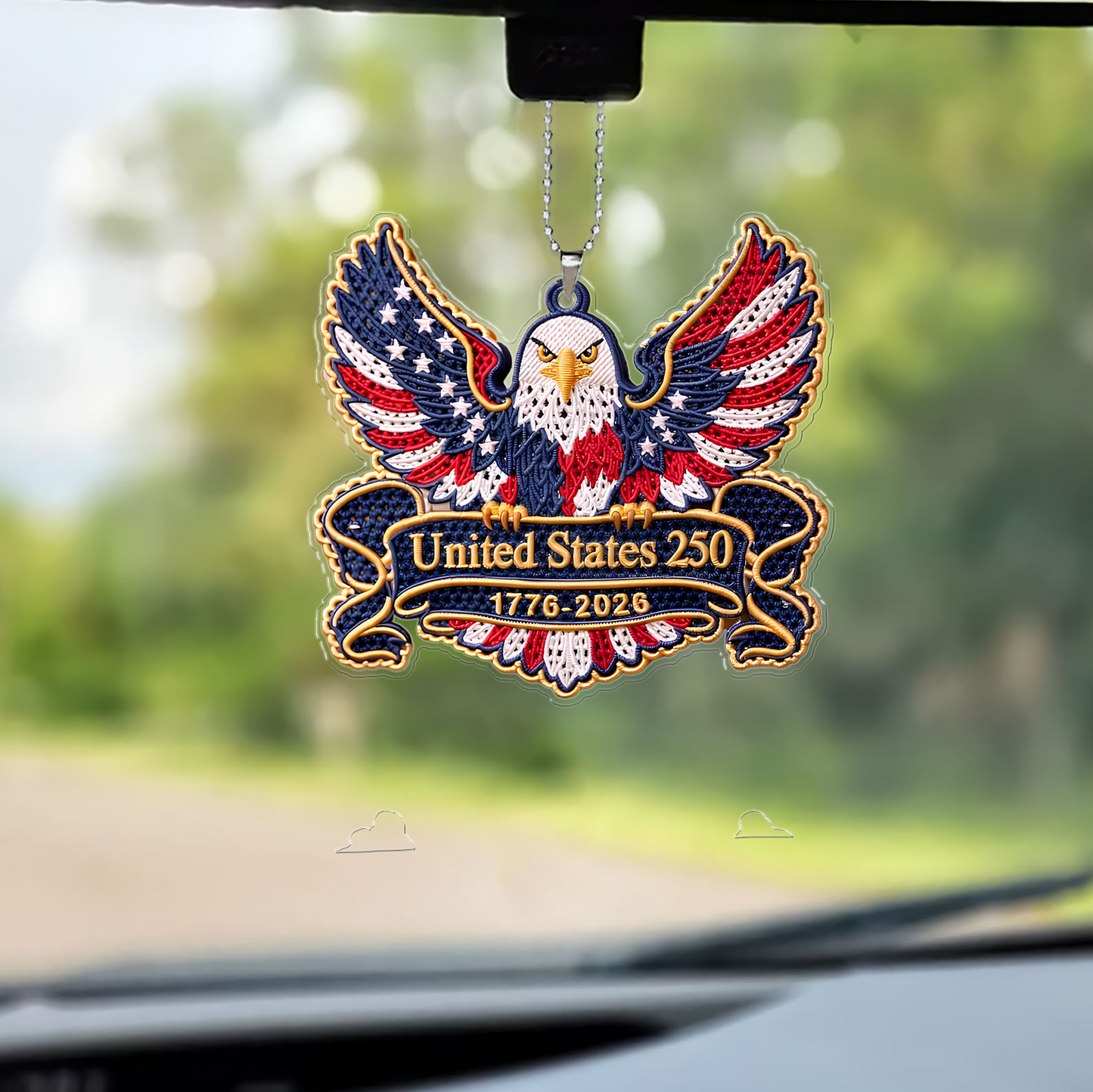 USA 250 Years Anniversary Car Ornament | Patriotic 1776–2026 Semiquincentennial Eagle Ornament 684759