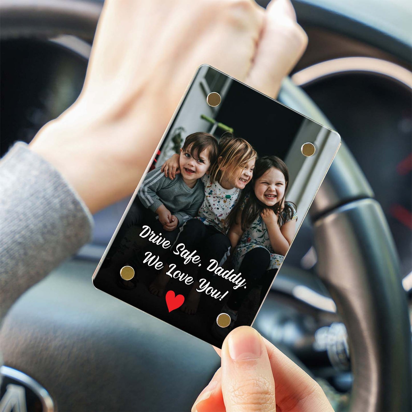 Drive Safe Daddy Custom Photo Car Visor Clip | Personalized Gift For Him | Car Photo Frame 683282