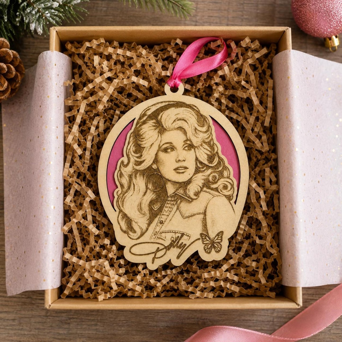 Dolly Parton Rememberance Wooden Ornament, Country Music Christmas Tree Keepsake 686188 WFD