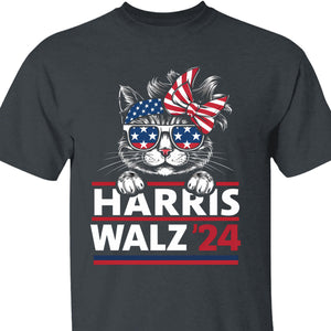 Cat Harris Walz 2024 Shirt | Kamala Harris 2024 Shirt | Democrat Shirt Dark T1402 - KH2