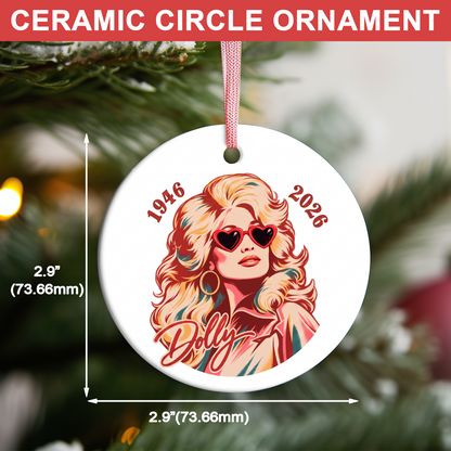 Dolly Parton Memorial Ceramic Ornament, 1946-2026 Country Music Tribute Christmas Ornament 686084 WFD