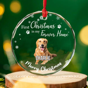 First Christmas in My Forever Home Glass Ornament | Custom Photo Glass Ornament | Personalized Gift For Dog Lovers 682653