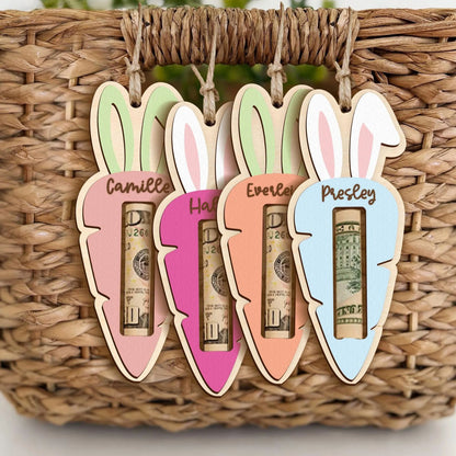 Personalized Easter Money Holder, Custom Bunny Money Holder, Carrot Money Holder, Easter Name Tag 684443