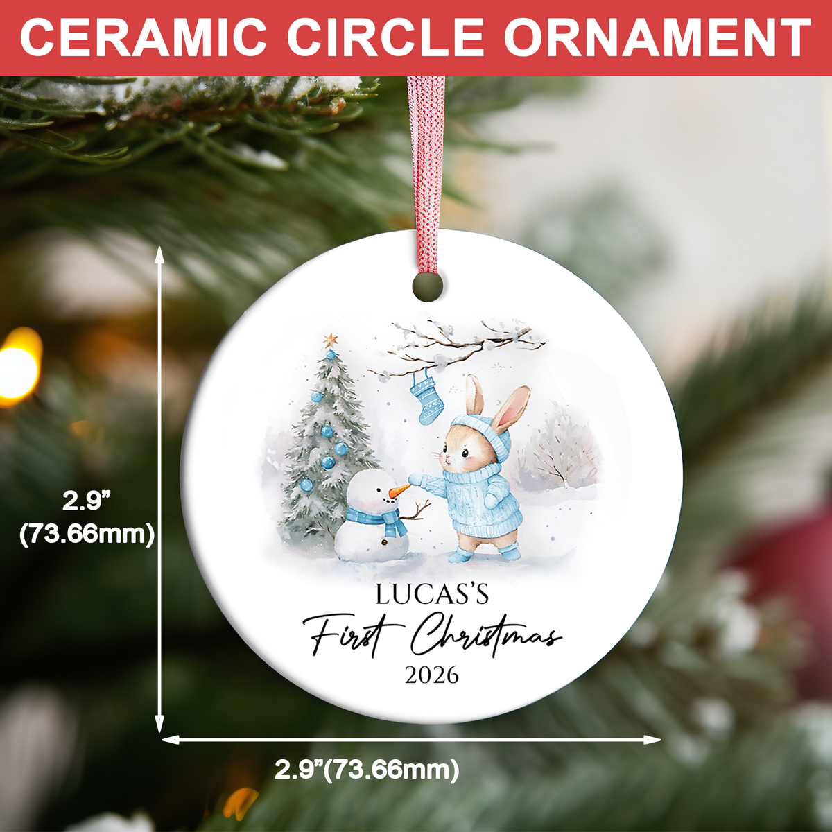 Personalized Baby’s First Christmas Ceramic Ornament, Custom Name Newborn Keepsake Gift 686379