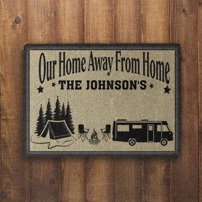 Our Home Away From Home Personalized Custom RV Camping Doormats H595