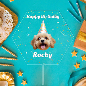 Custom Shape Acrylic Cake Topper | Personalized Gift For Family, Gift for Pet Lovers, Gift for Anniversary 683829