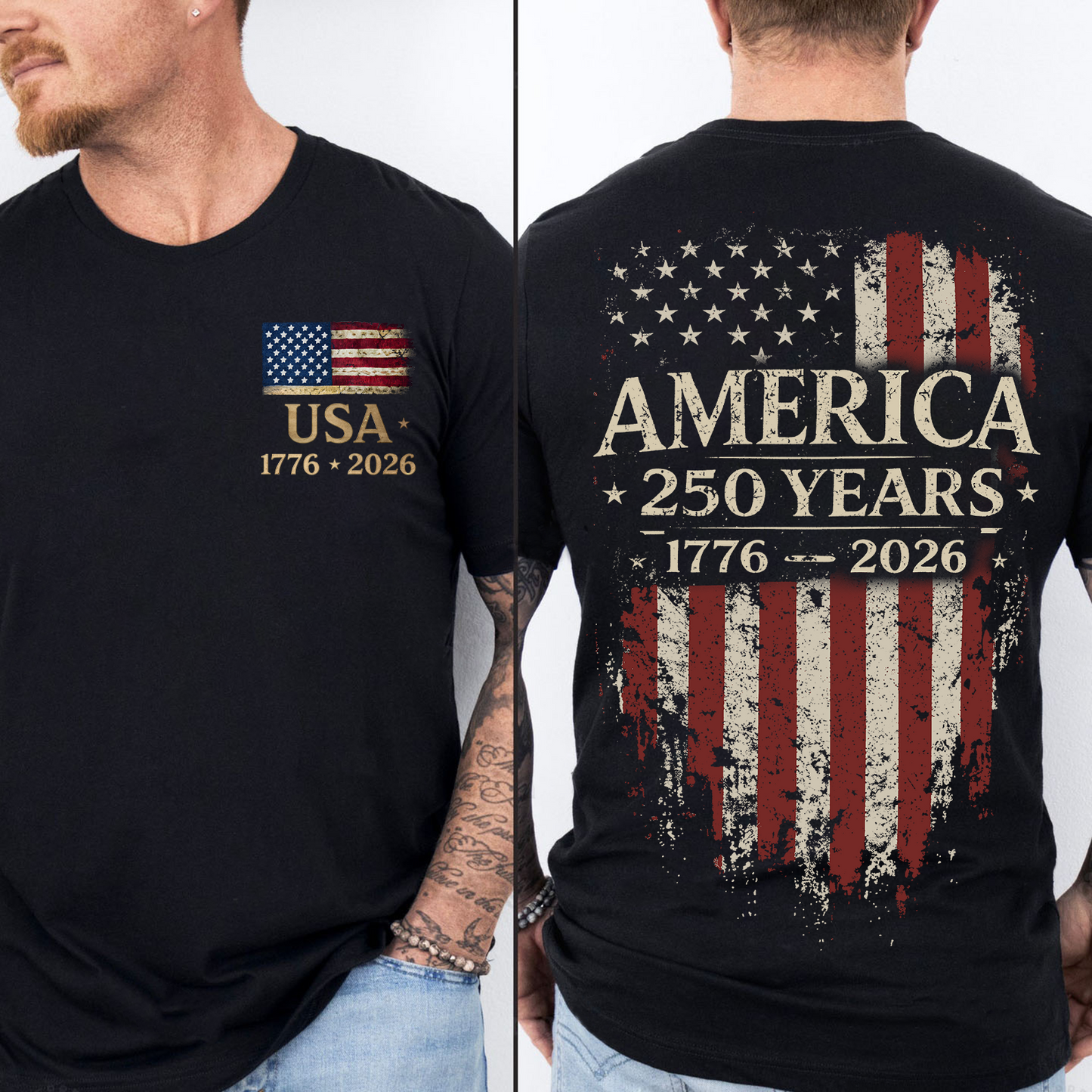 America 250 Years Anniversary Pocket & Back Dark Shirt, Patriotic 4th Of July Tee, Vintage Semiquincentennial Gift 685179