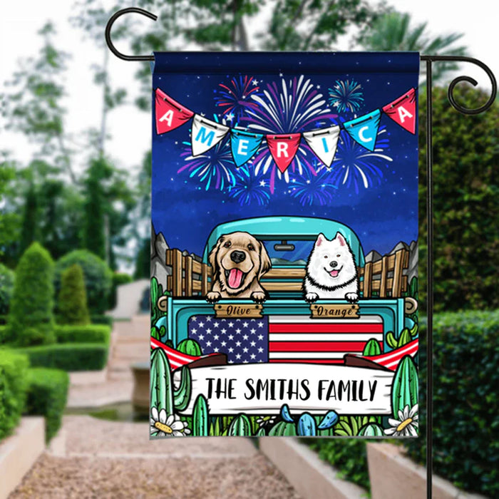 Happy Fourth Of July Personalized Custom Dog Garden Flag
