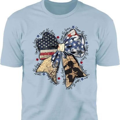 Honor The Brave Shirt | Coquette American T-Shirt | Memorial Coquette Bow Shirt | 4th of July Shirt | Independence Day Tee 682311