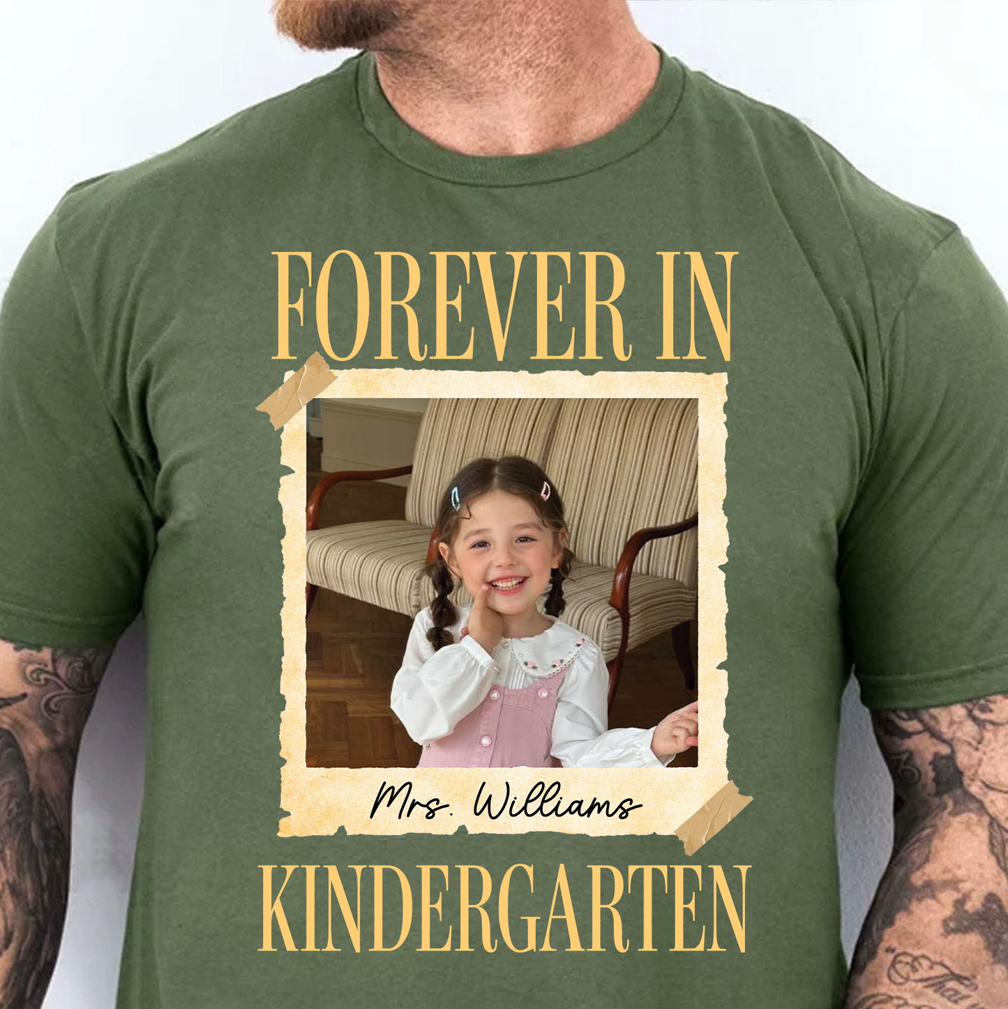 Personalized Forever In Kindergarten Shirt, Custom Childhood Photo Teacher Tee, Back To School Gift 685735