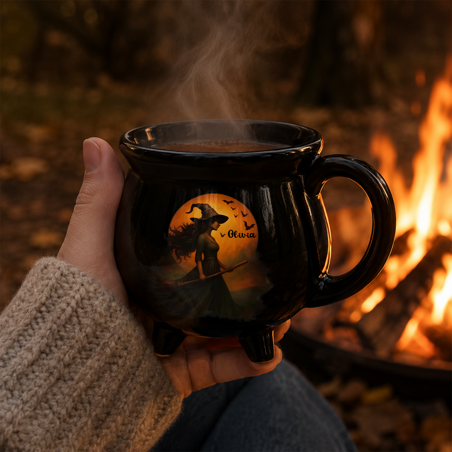 Personalized Witch Halloween Cauldron Mug, Custom Name Witch Coffee Mug, Spooky Halloween Gift 685785