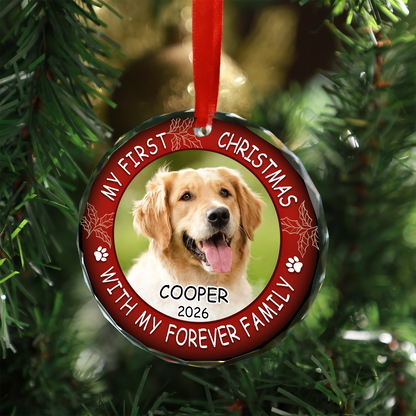Custom Photo First Christmas Glass Ornament, Personalized Christmas Gift For Pet's Lover 685927