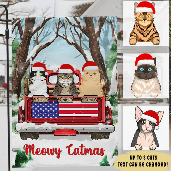 Christmas Happy Pawlidays Truck Car Personalized Custom Dog Cat Garden Flag