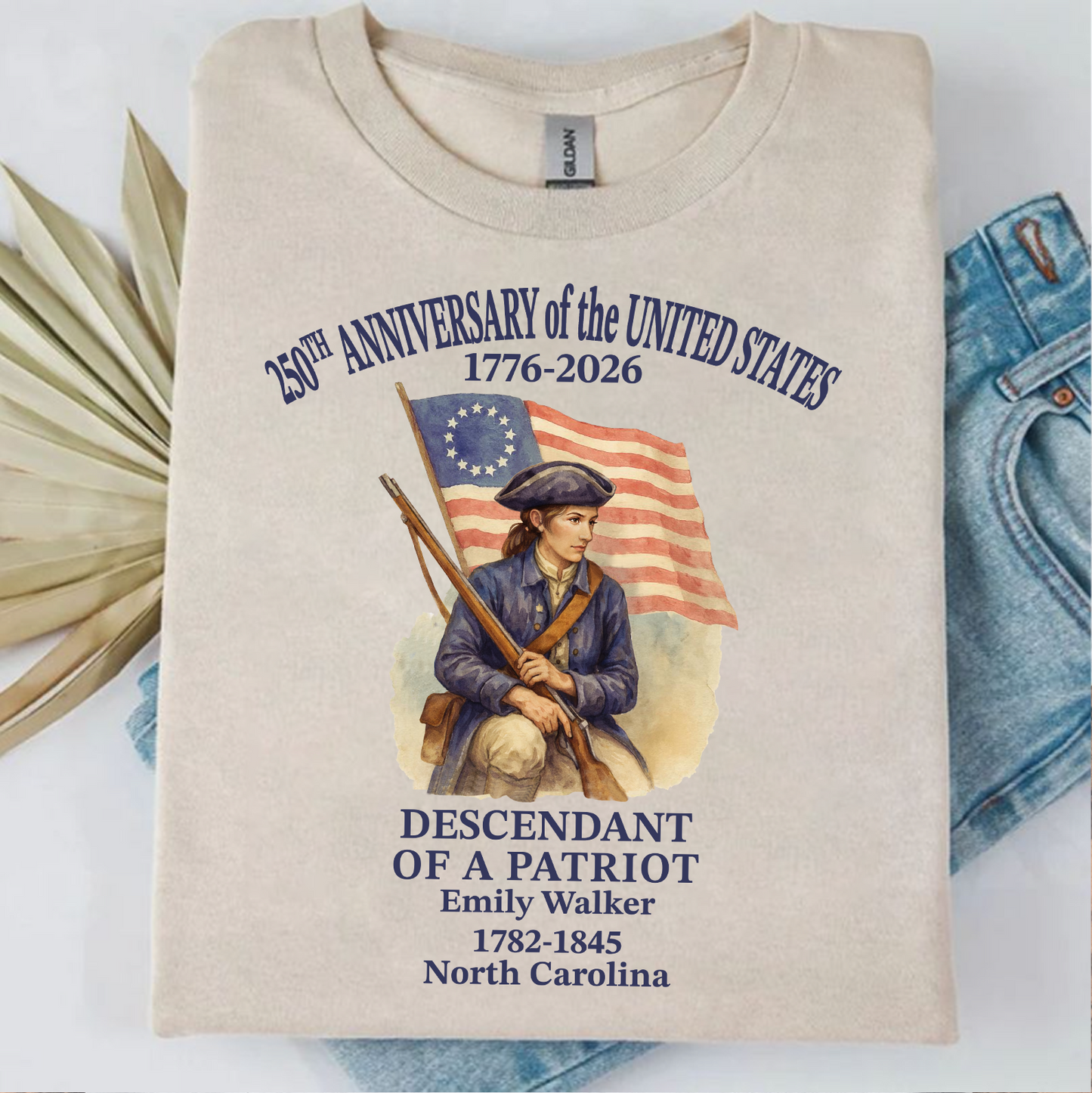 Personalized 250 Years Anniversary Shirt, Custom Name Descendant Of A Patriot, Patriotic 1776–2026 Tee 684604
