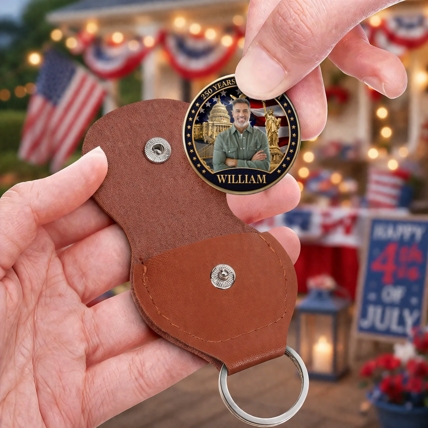 Personalized USA 250 Years Of Freedom Pocket Hug Coin | Patriotic Celebration 4th Of July Pocket Hug 685025