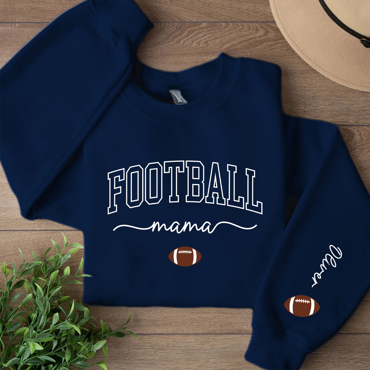 Personalized Football Mama Sweatshirt | Custom Name Sleeve Right Print Sweater 686202